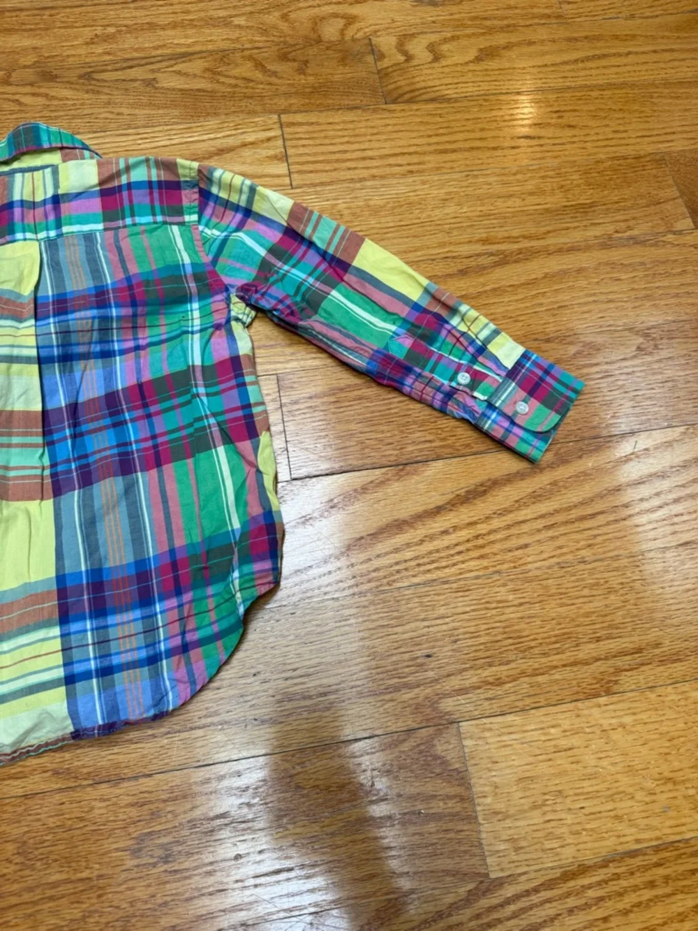 🙂Ralph Lauren Kids Multicolor Plaid Button-Down Shirt - Green Blue Yellow Red - Picture 4 of 5